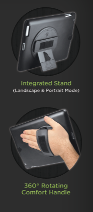 Integrated Stand with Comfort Grip 360 degree handle